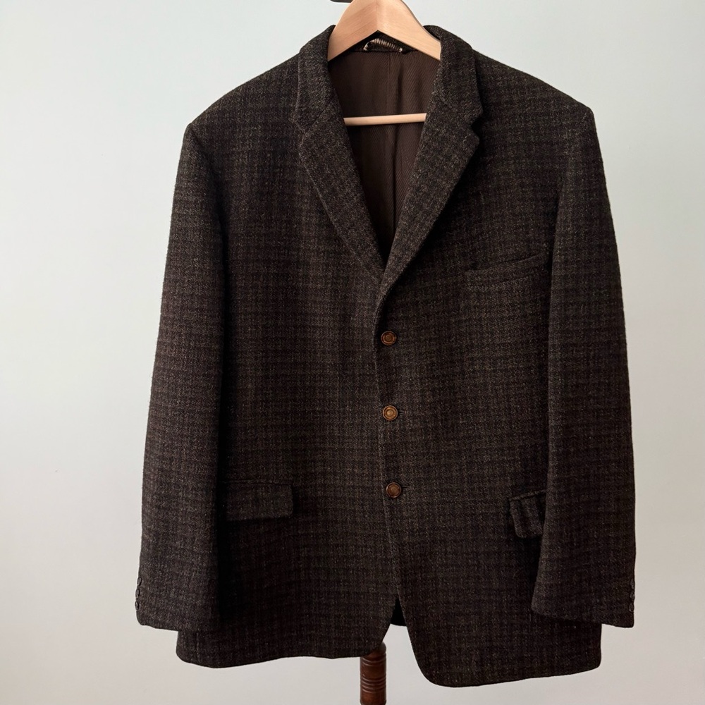 Vintage 1960s Burton Tailored Harris Tweed Blazer Jacket Pure Scottish Wool XL - Picture 2 of 16